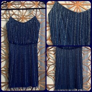 Aidan Mattox Beaded Navy Blue Cocktail Party Holiday Wedding Guest Formal Dress